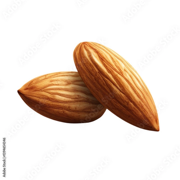 Obraz Realistic Almond 3D Icon – Nut Snack Illustration Isolated on Transparent Background