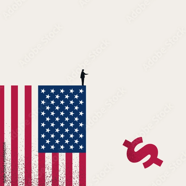 Fototapeta Import tariffs and impact of tariffs on united states of america. Financial crisis, stock market crash, recession. Minimal design eps10 illustration.