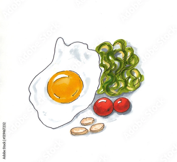 Obraz fried eggs with vegetables