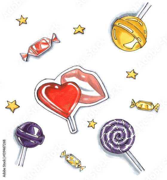 Obraz sweet lollipops and candy