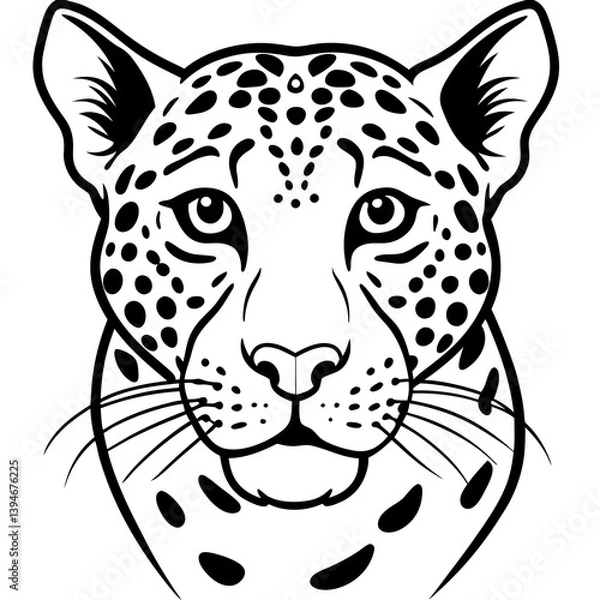 Fototapeta Minimalist Leopard Vector Design with Clean Line Art on a White Background