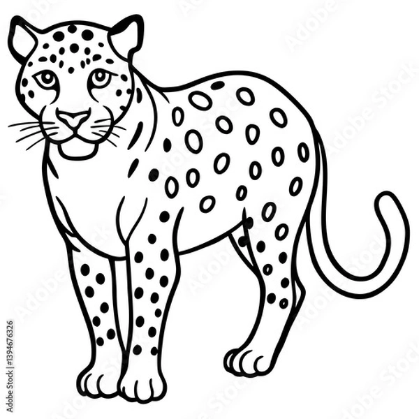 Fototapeta Minimalist Leopard Vector Design with Clean Line Art on a White Background
