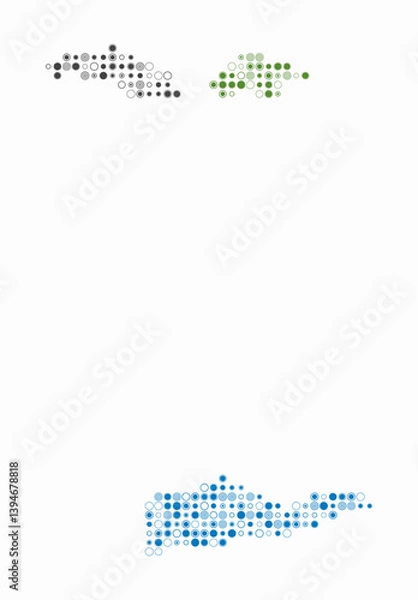 Fototapeta United States Virgin Islands, shape of the country built of colored cells. Digital style map of the United States Virgin Islands on white background. Small size circle blocks.