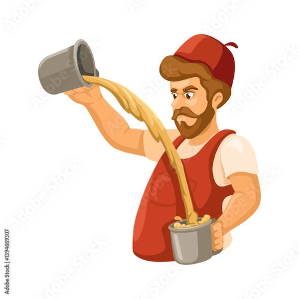 Fototapeta Man Making Teh Tarik Drink Character Mascot Illustration Vector