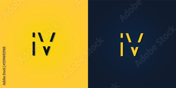 Obraz Minimalist Abstract Initial letter IV logo.