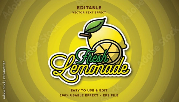Fototapeta fresh lemonade vector text effect with modern style design usable for logo or company campaign