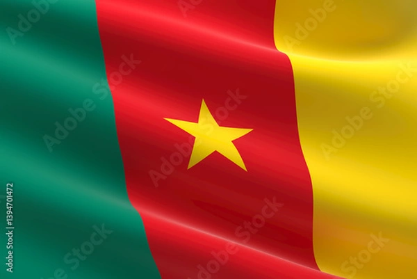 Fototapeta Cameroon flag. 3d illustration of the Cameroon flag waving.