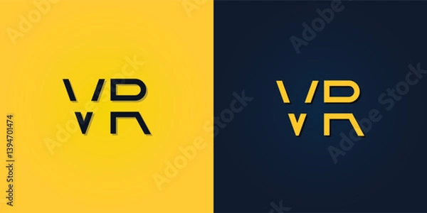 Obraz Minimalist Abstract Initial letter VR logo.