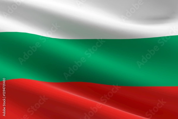 Fototapeta Flag of Bulgaria. 3d illustration of the Bulgarian flag waving.