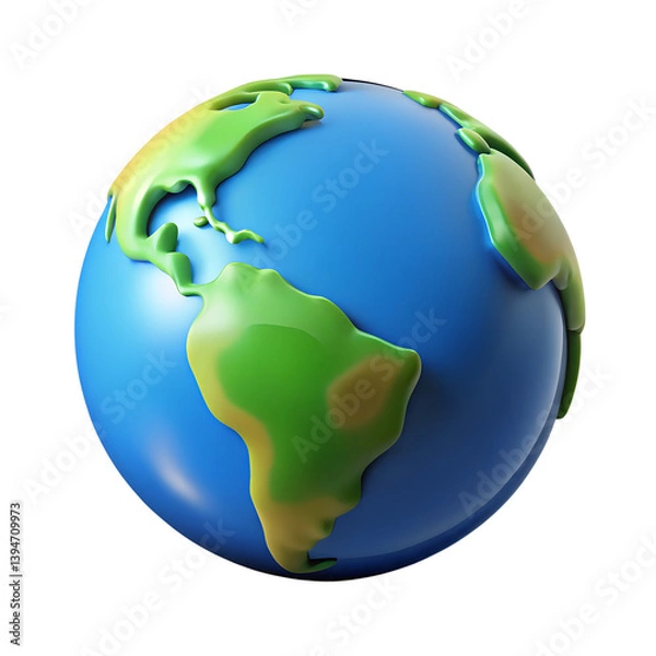 Obraz 3D Rendered Transparent PNG of Earth with Blue Oceans and Green Continents