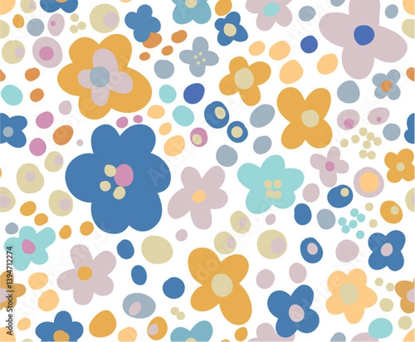 Fototapeta Seamless pattern with small flowers for children's and women's clothing in vector on a white background