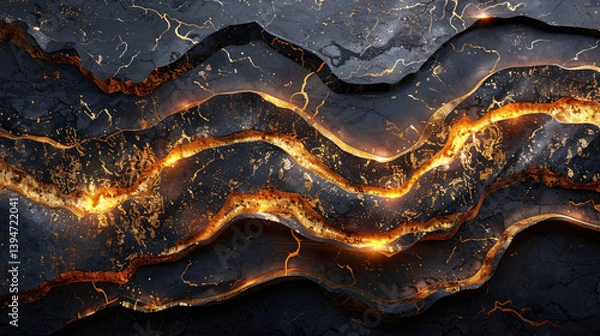 Fototapeta An abstract image featuring a marbled pattern with swirling colors and gold accents, creating a textured and visually striking representation reminiscent of flowing