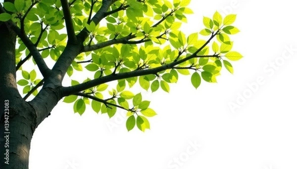 Fototapeta Branches of tree isolated on white background, branches, foliage, tree branch