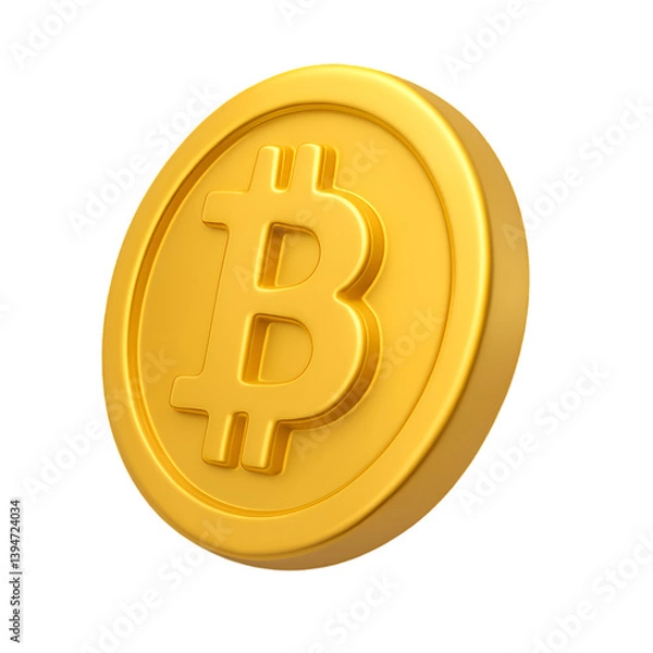 Obraz golden bitcoin crypto currency coin on a transparent background