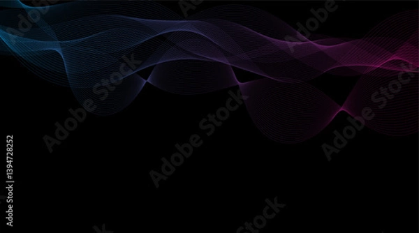 Obraz Dark background gradient wave lines abstract wallpaper 