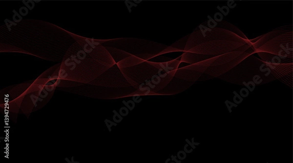 Fototapeta Dark background simple gradient waves of stroke vector form