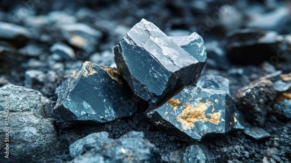 Fototapeta A few rare earth minerals in a small pile, symbolizing mining and extraction. 