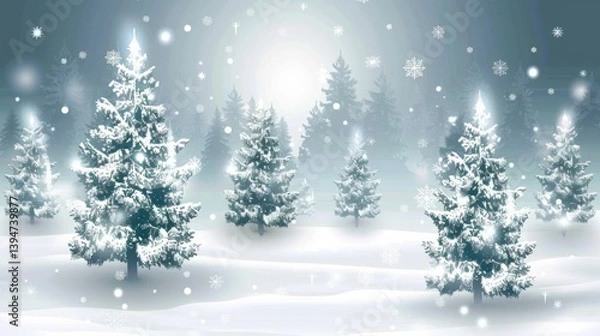 Fototapeta Abstract Vector: Enchanting Christmas Winter Landscape Background