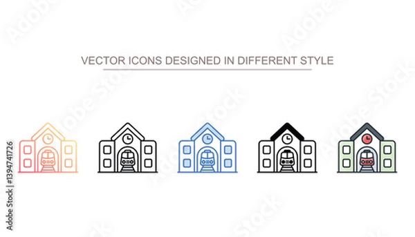 Fototapeta Railway Station icon design with white background stock illustration