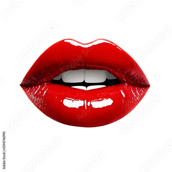Obraz A red lips shape on transparent background