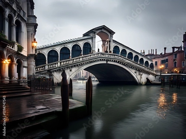 Fototapeta The Rialto Bridge in Venice at Dusk