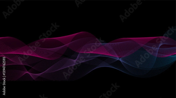 Obraz Purple beautiful waves abstract design vector wallpaper for desktop digital background  