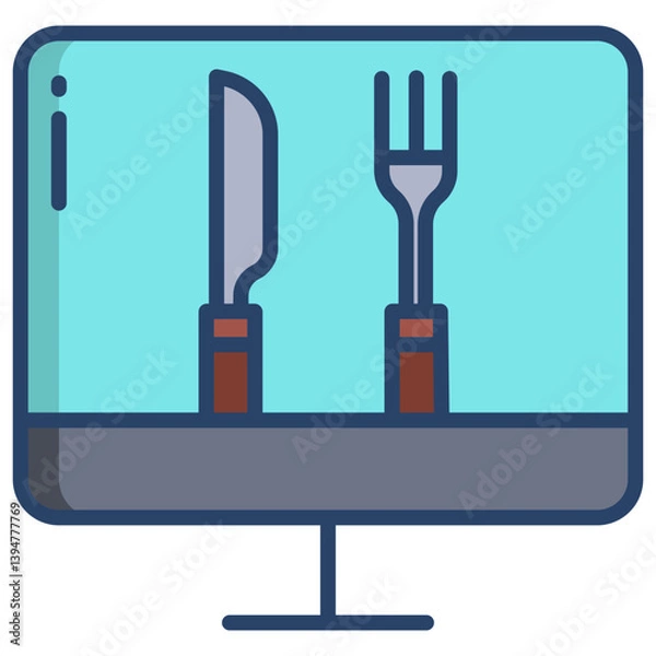 Obraz Linear color Desktop food order icon