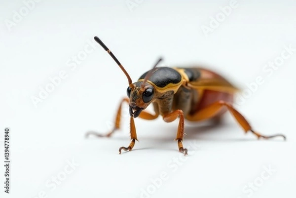 Fototapeta Close-up of single insect on plain white background, arthropod, texture