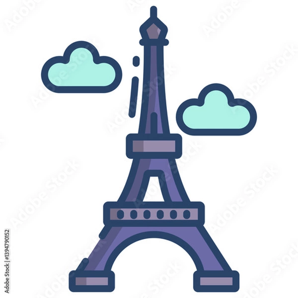 Obraz Linear color Eiffle tower icon