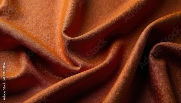 Fototapeta Deep brown linen handkerchief, rich drape and subtle folds , design, natural