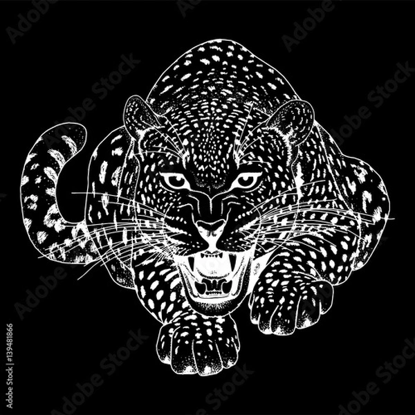 Obraz Leopard face tattoo ,Vector illustration, print