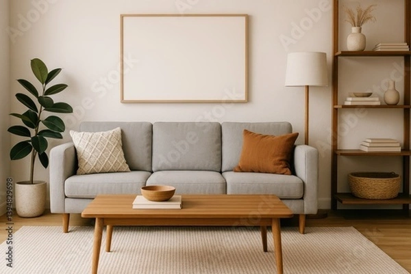 Fototapeta Minimalist cozy living room decor