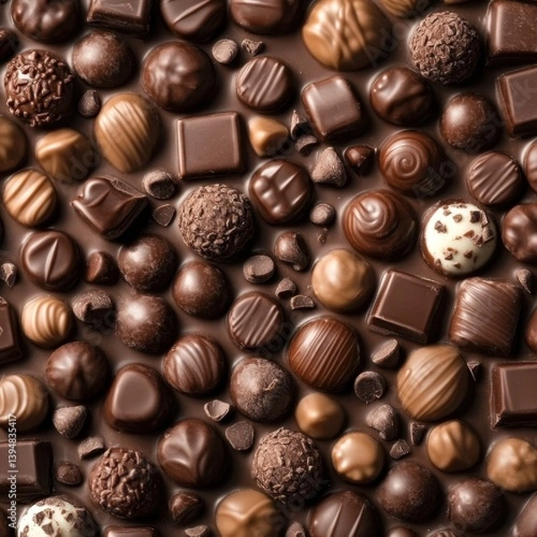 Fototapeta Indulge in a tempting assortment of rich chocolate candies a delightful symphony of flavors and textures a sweet treat for any occasion
