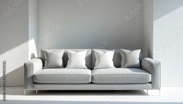 Fototapeta Sleek sofa placed on a white surface