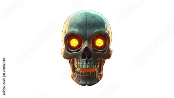 Fototapeta A glowing skull with a spooky aura, ideal for Halloween or horror-themed designs.