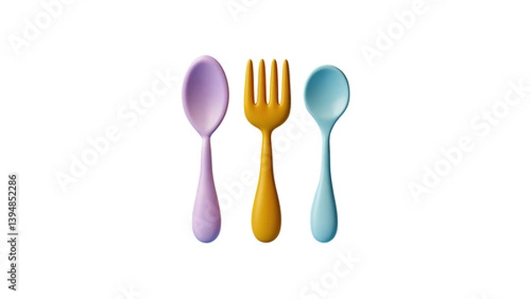 Fototapeta A soft, pastel-colored cutlery set, perfect for dining or food-related projects.