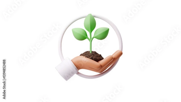 Fototapeta An illustration of a plant growing, symbolizing care, nature, and nurturing environments.