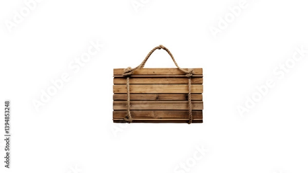 Fototapeta A handcrafted, rustic wooden basket, ideal for farm-style or nature-based designs.