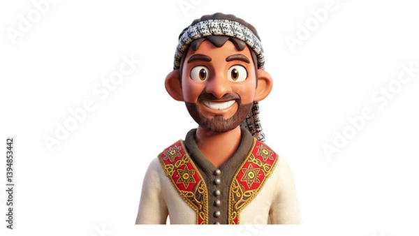Fototapeta A friendly groom character, perfect for wedding-themed visuals or avatars.