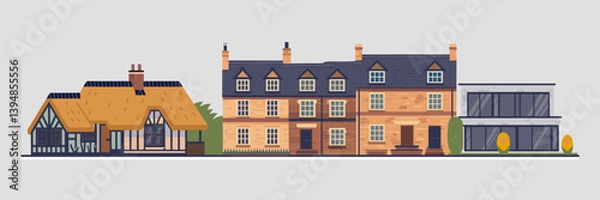 Fototapeta Vector home icon set with traditional and contemporary styles – Ideal for housing development, real estate branding, or architectural layout tools