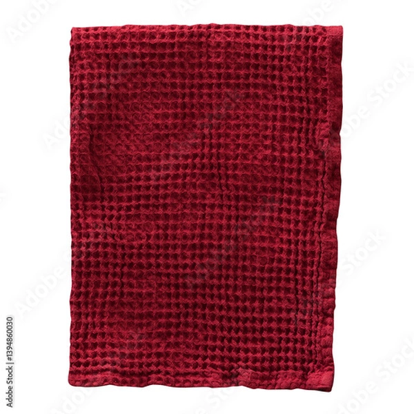 Obraz A textured red cloth with a grid pattern, commonly used for kitchen or dining purposes.