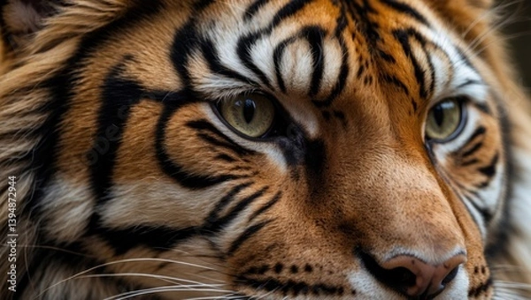 Obraz Macro view of actual cat fur emphasizing the texture and pattern of the black stripes