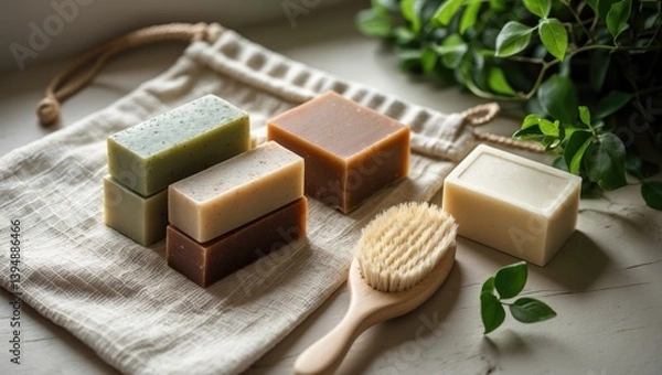 Obraz Handcrafted organic bar soaps. Responsible, sustainable way of living.