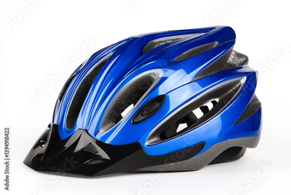 Obraz Blue cycling helmet designed for safety and comfort during rides on various terrains available for biking enthusiasts