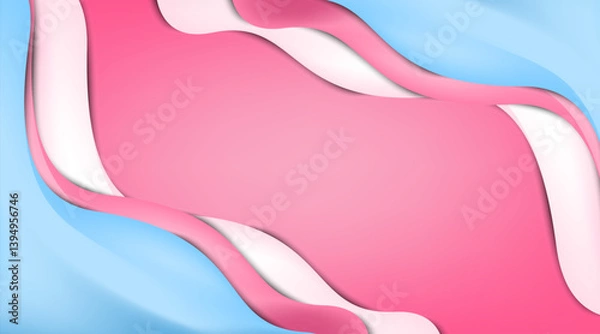 Fototapeta Abstract Wavy Background with Pink, Light Blue, and White Tones in a Modern Design