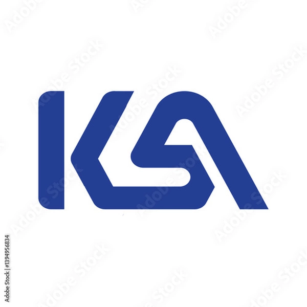 Fototapeta This is a simple flat design of an initial letter KSA in blue color.