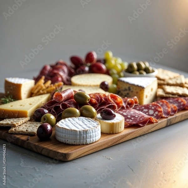 Fototapeta A beautifully curated cheese and charcuterie display for entertaining guests
