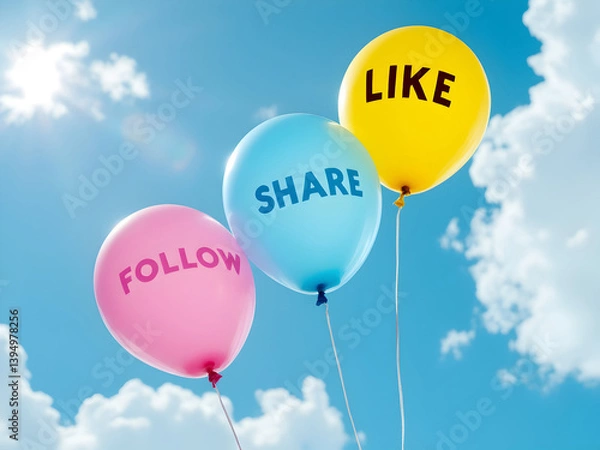 Obraz like share follow concept