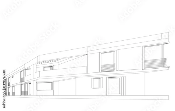 Fototapeta Architectural drawing of a modern house