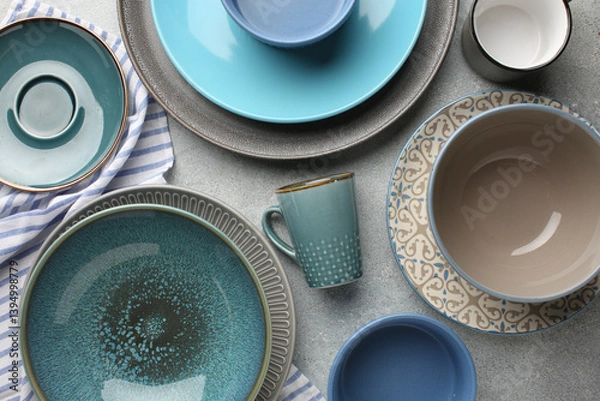 Obraz Blue and white porcelain tableware